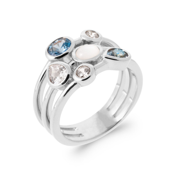 Bague argent 925 rhodié oxyde(s) de zirconium pierre(s) véritable(s)