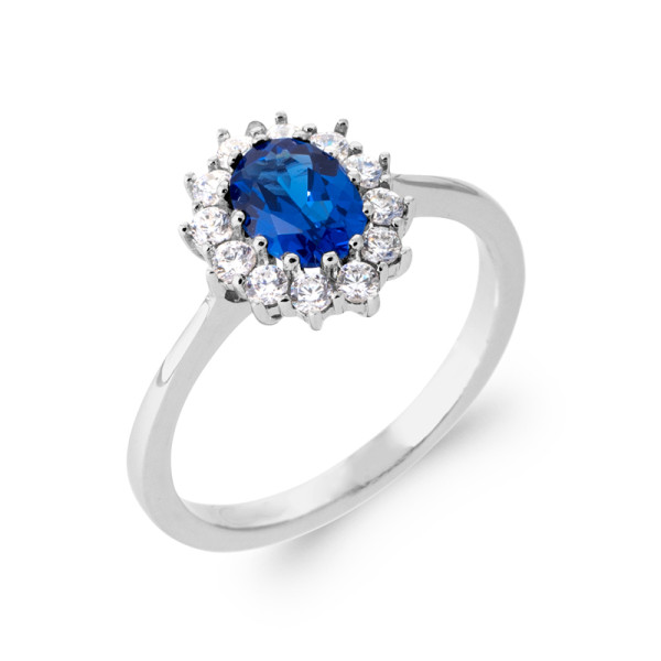 Bague océan argent 925 rhodié oxydes de zirconium pierre synthétique