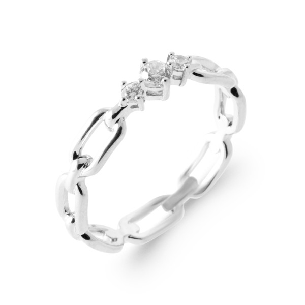 Bague argent 925 rhodié oxyde(s) de zirconium 