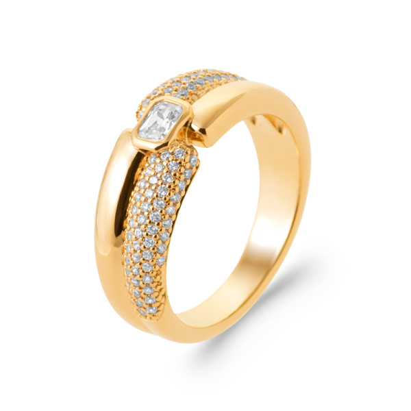 Bague plaqué Or 750 oxyde(s) de zirconium 