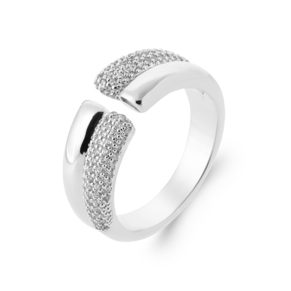 Bague argent 925 rhodié oxyde(s) de zirconium 