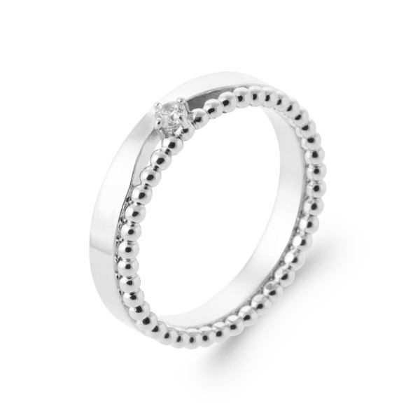 Bague argent 925 rhodié oxyde(s) de zirconium 