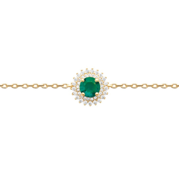 Bracelet verdea plaqué Or 750 oxydes de zirconium pierre synthétique