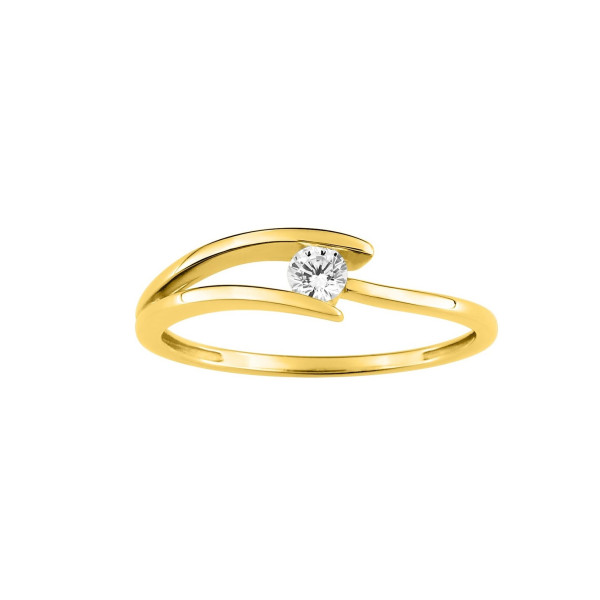 Bague oxyde de zirconium Or Jaune 375