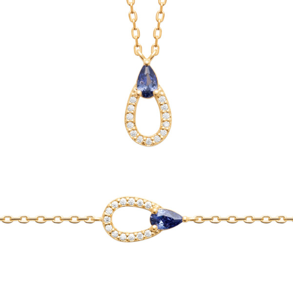 Collier plaqué Or 750 oxyde(s) de zirconium pierre(s) synthétique(s)