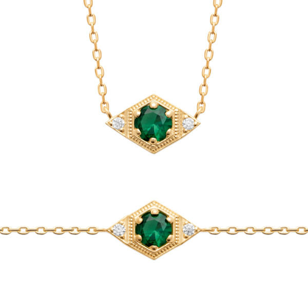 Collier plaqué Or 750 oxyde(s) de zirconium pierre(s) synthétique(s)
