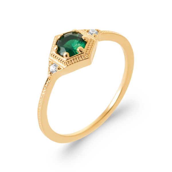 Bague plaqué Or 750 oxyde(s) de zirconium pierre(s) synthétique(s)
