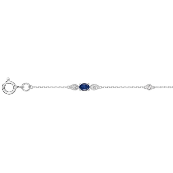 Bracelet saphir trilogie 0.63c oxyde(s) de zirconium Or Blanc 375