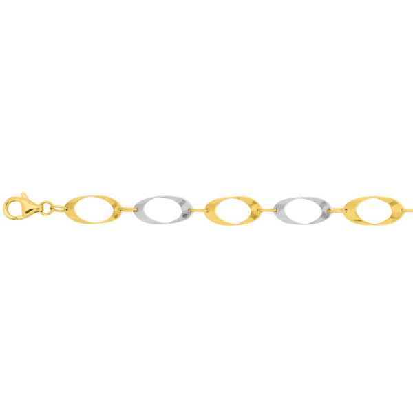 Bracelet Or Jaune et blanc Or 750 18cm