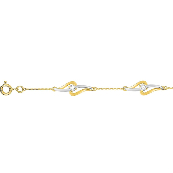 Bracelet 18cm oxyde(s) de zirconium Or Jaune et Blanc Or 375