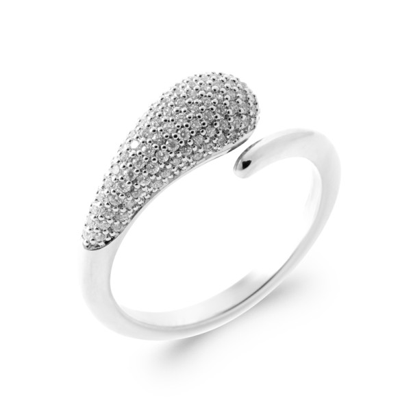 Bague argent 925 rhodié oxyde(s) de zirconium 