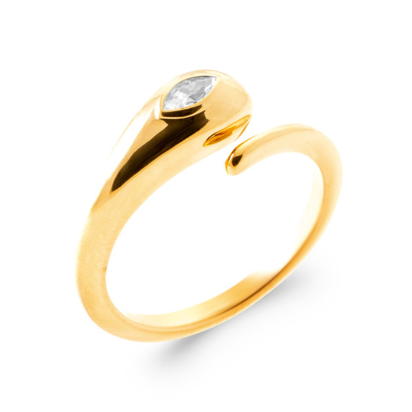 Bague plaqué Or 750 oxyde(s) de zirconium 