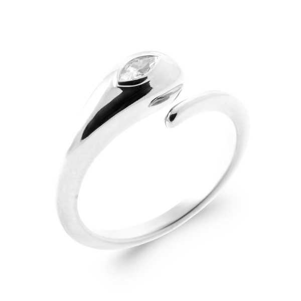 Bague argent 925 rhodié oxyde(s) de zirconium 