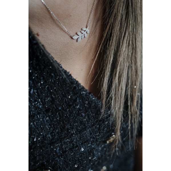 Collier florella argent 925 rhodié oxyde de zirconium