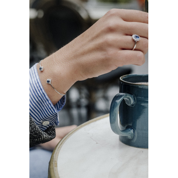 Bracelet saphir oxydes de zirconium Or Blanc 375