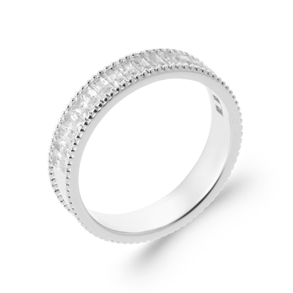 Bague argent 925 rhodié oxyde(s) de zirconium 