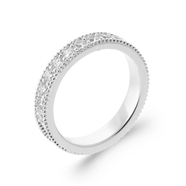 Bague argent 925 rhodié oxyde(s) de zirconium 