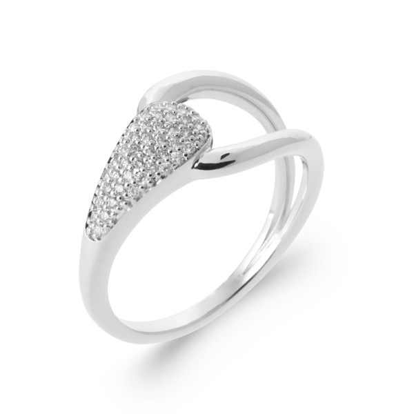 Bague argent 925 rhodié oxyde(s) de zirconium 