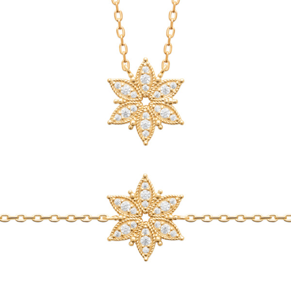 Collier plaqué Or 750 oxyde(s) de zirconium 