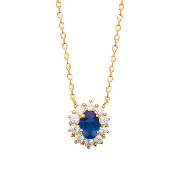 Collier plaqué Or 750 oxyde(s) de zirconium pierre(s) synthétique(s)