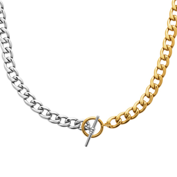 Collier acier plaquage doré or