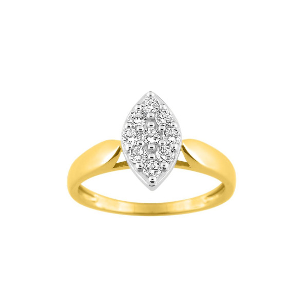 Bague oxydes de zirconium Or Jaune 750 rhodiée