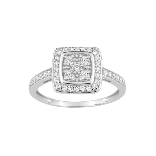 Bague oxyde(s) de zirconium Or Blanc 750