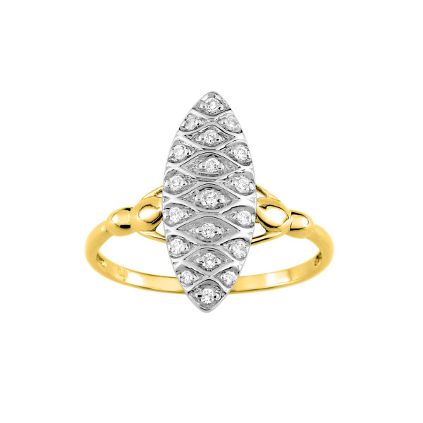 Bague diamant 0.11ct Or 375 bicolore.
