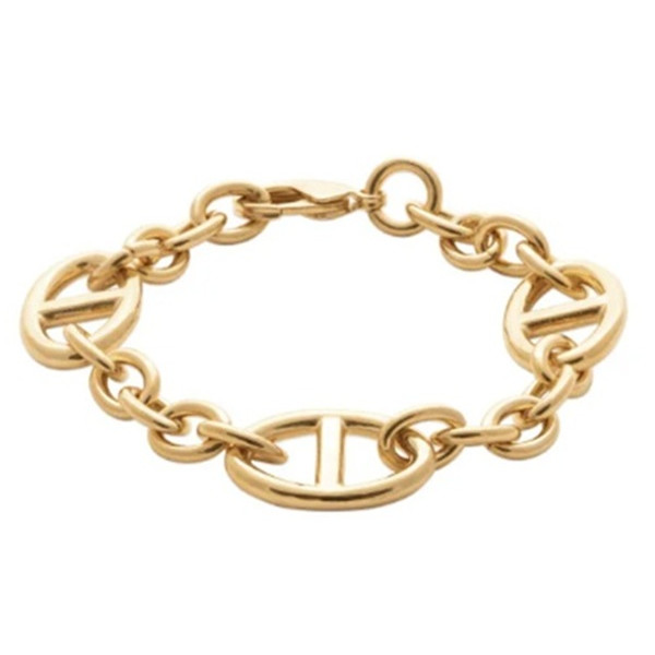 Bracelet palqué Or maille fantaisie dont marine