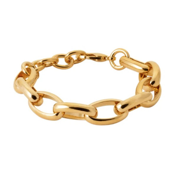 Bracelet plaque Or maille ovale large