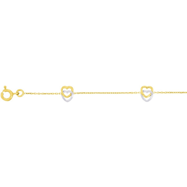 Bracelet Or Jaune et Blanc Or 375 18cm