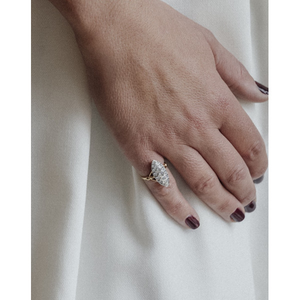 Bague plaqué Or oxyde de zirconium rhodium style marquise