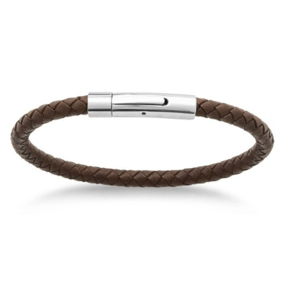 Bracelet acier cuir marron