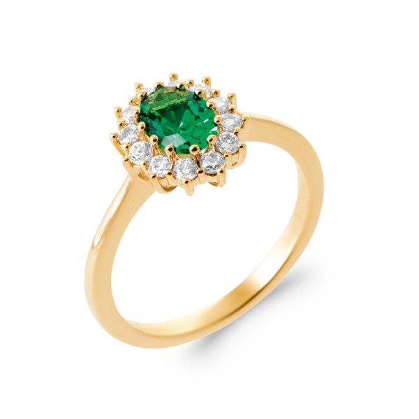 Bague plaqué Or 750 oxyde(s) de zirconium pierre(s) synthétique(s)