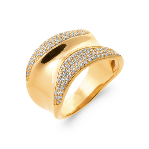 Bague plaqué Or 750 oxyde(s) de zirconium 