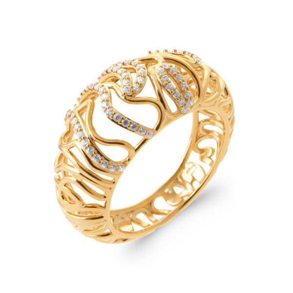 Bague plaqué Or 750 oxyde(s) de zirconium microserti
