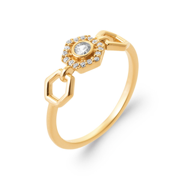 Bague plaqué Or 750 oxyde(s) de zirconium 