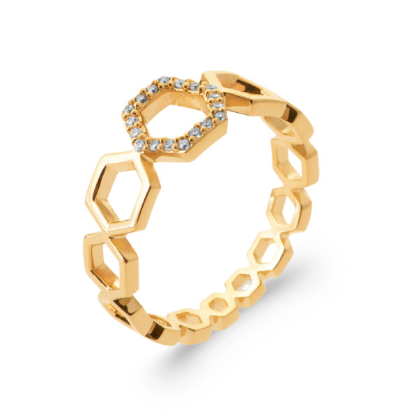 Bague plaqué Or 750 oxyde(s) de zirconium 