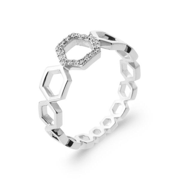 Bague argent 925 rhodié oxyde(s) de zirconium 