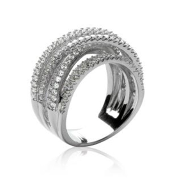 Bague argent spirales oxyde de zirconium
