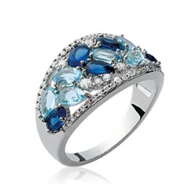 Bague argent 925 rhodié oxyde de zirconium pierre(s) synthétique(s)