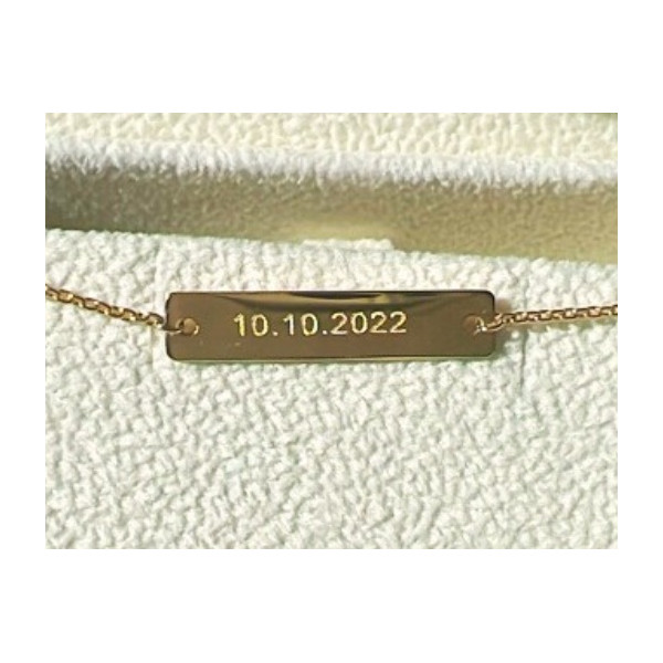 Gourmette bébé or jaune 750, gravure offerte, chaîne 14 cm Gourmette bébé or jaune 750, gravure offerte, chaîne 14 cm