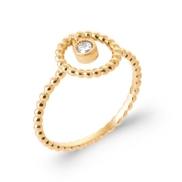 Bague plaqué Or 750 oxyde(s) de zirconium 
