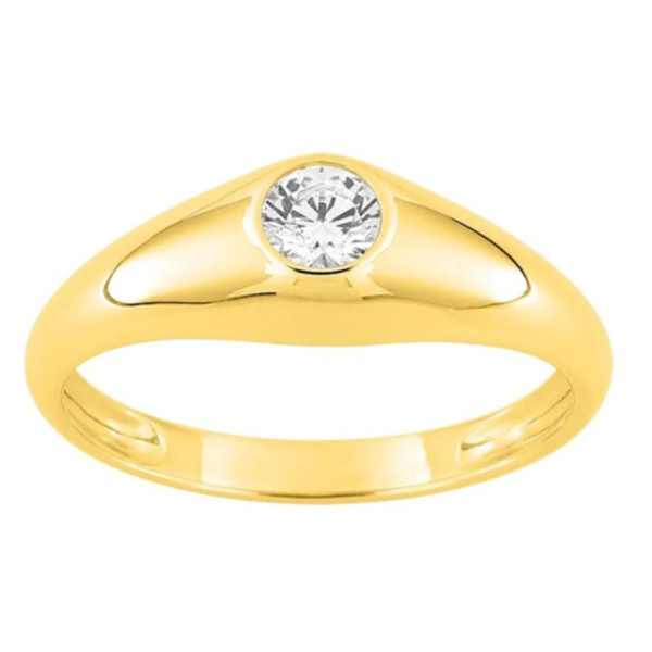Bague Jonc anglais oxyde(s) de zirconium Or Jaune 750
