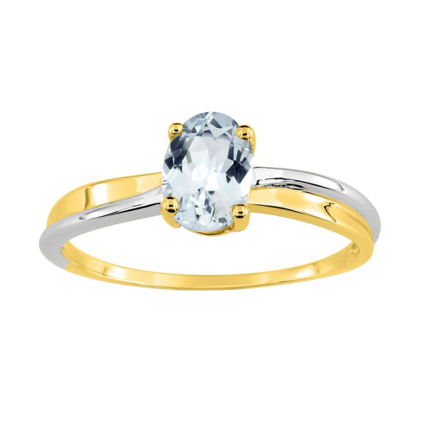Bague aigue-marine Or Jaune et Blanc Or 375