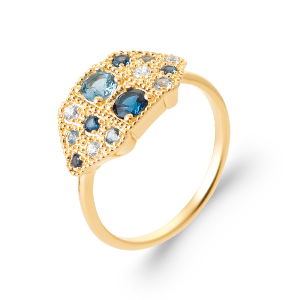 Bague plaqué Or 750 oxyde(s) de zirconium 