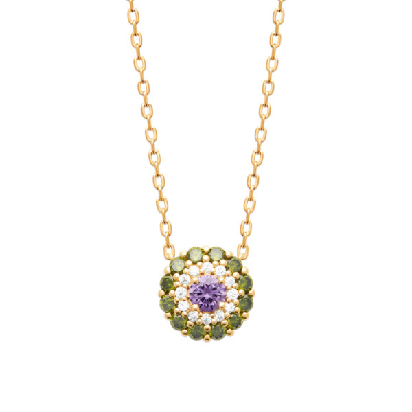 Collier plaqué Or 750 oxyde(s) de zirconium pierre(s) synthétique(s)