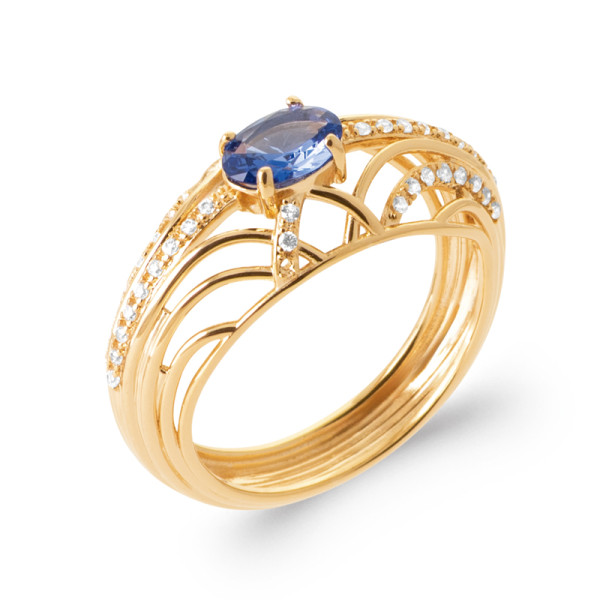 Bague plaqué Or 750 oxyde(s) de zirconium pierre(s) synthétique(s)