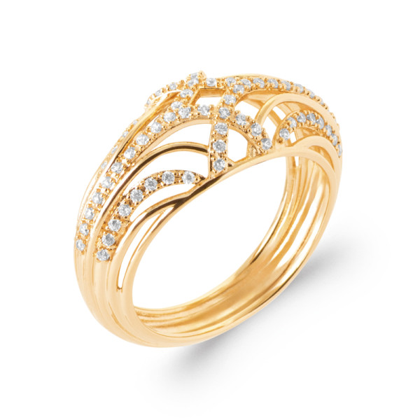 Bague plaqué Or 750 oxyde(s) de zirconium microserti