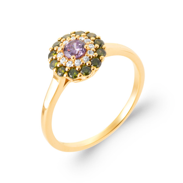 Bague plaqué Or 750 oxyde(s) de zirconium pierre(s) synthétique(s)